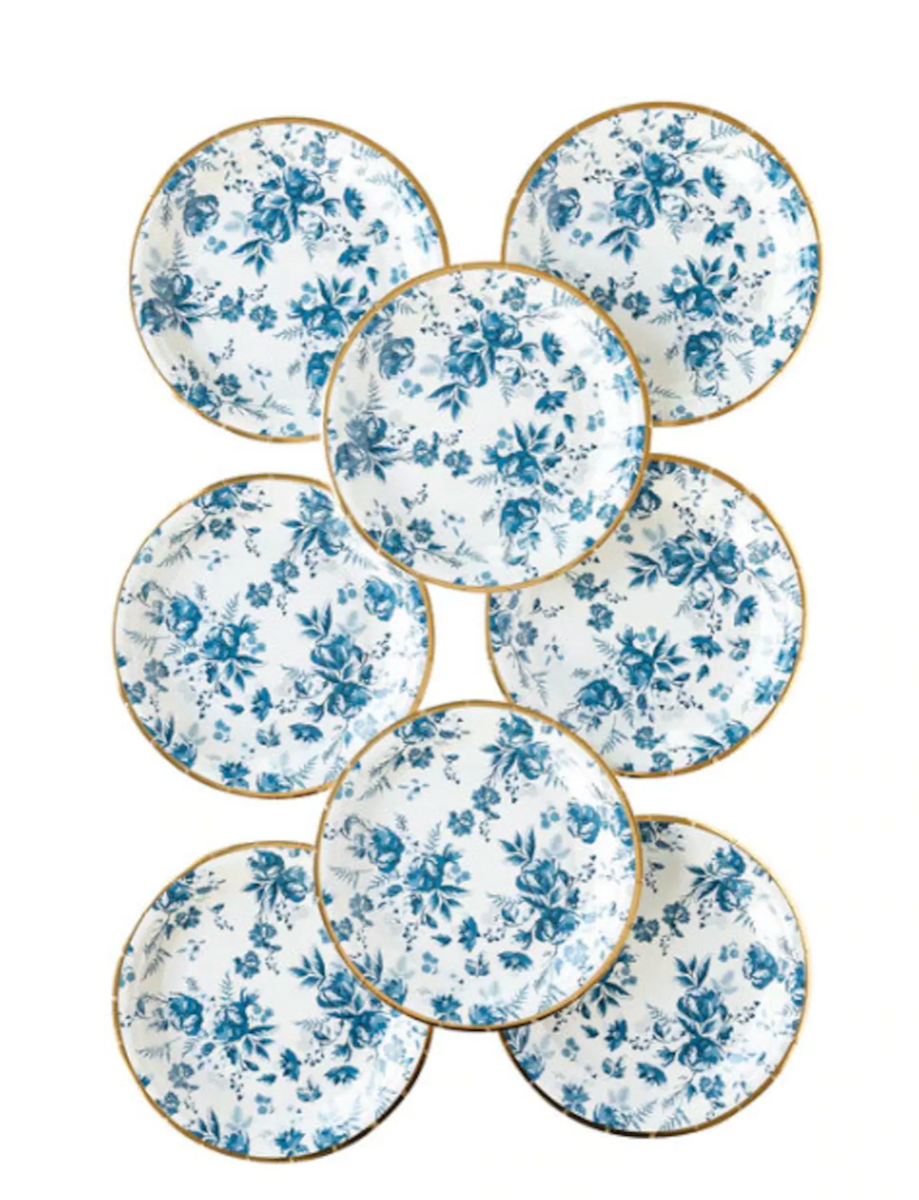 White with Gold Foil Dots Paper Dessert Plates - 8 Ct.