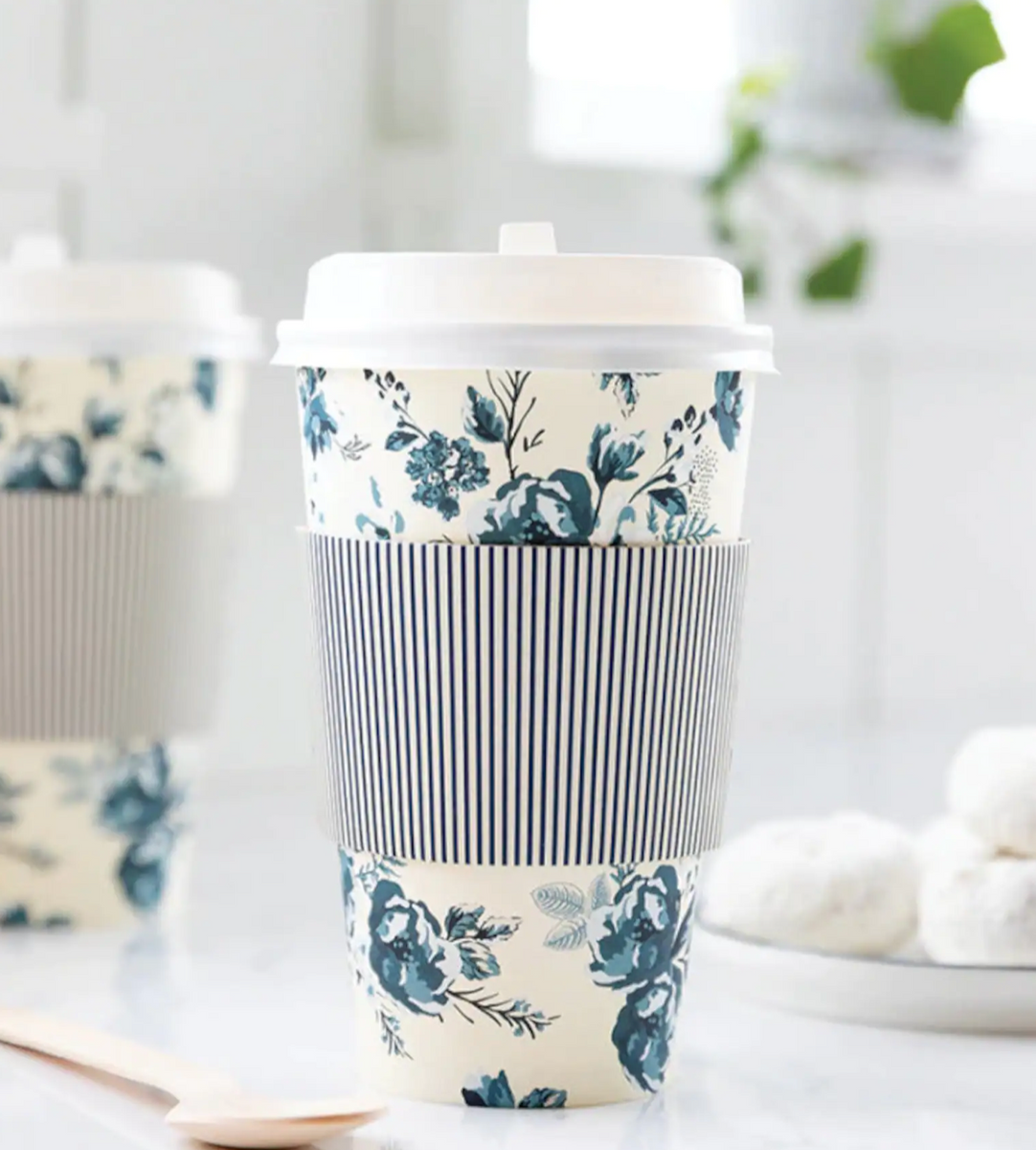 My Mind's Eye Blue Floral To Go Coffee Cups – Rachel George