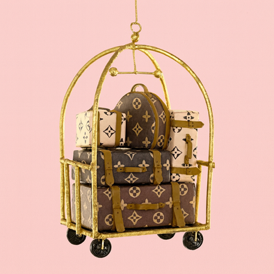 Luxury Hotel Luggage Bell Cart Ornament LV 5"