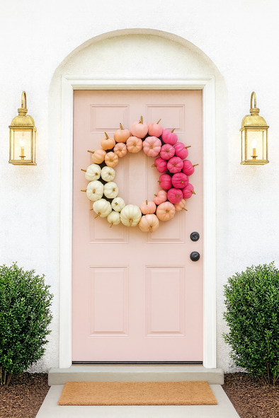 Pink & White Ombré Pumpkin Wreath
