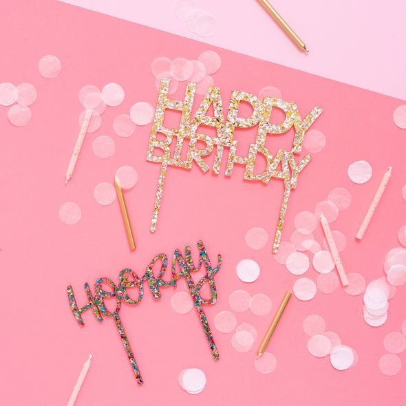 Taylor Elliott Designs Confetti Cake Topper - Happy Birthday