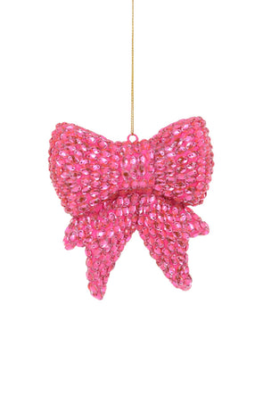 Pink Jeweled Christmas Bow Ornament