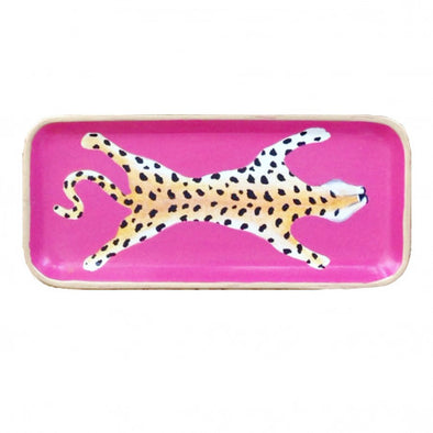 Pink Leopard Handprinted Tray