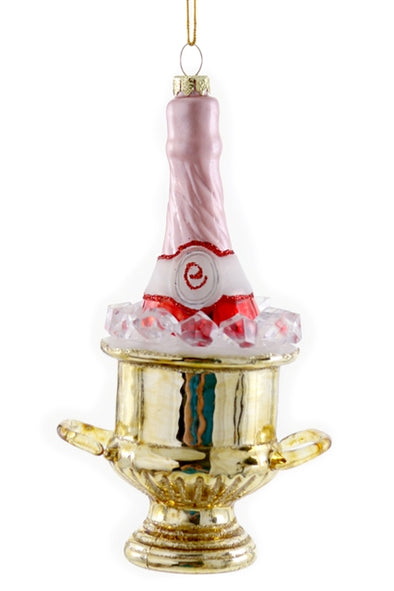 Champagne on Ice (Pink) Gold Bucket Ornament