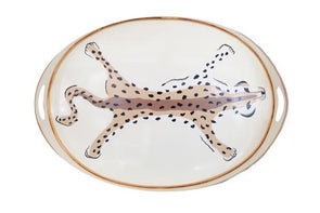 Oval Leopard Cream Tray