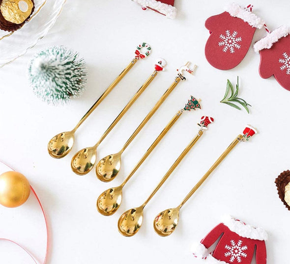 Gold Christmas Charm Spoons (set of 6)