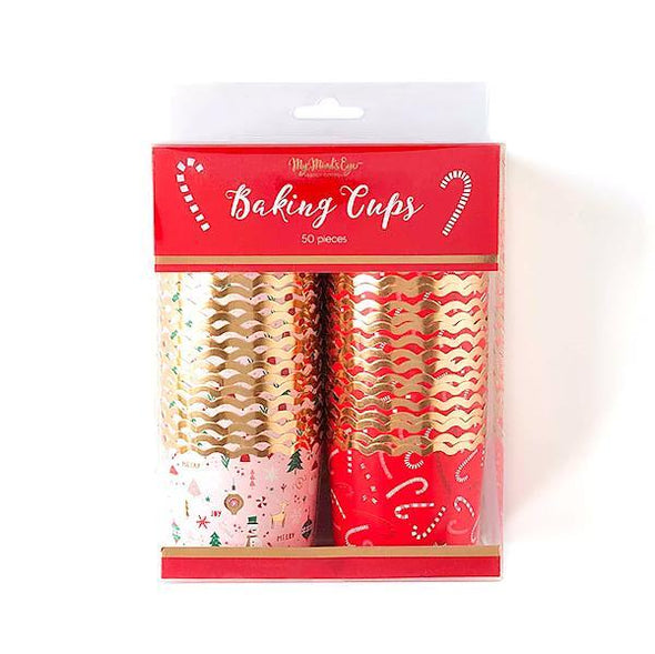 Holiday Baking Cups - Pink Candy Canes