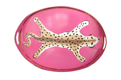 Oval Leopard Pink Tray
